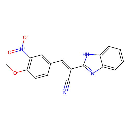 (2E)-2-(1H-benzimidazol-2-yl)-3-(4-methoxy-3-nitrophenyl)prop-2-enenitrile structure