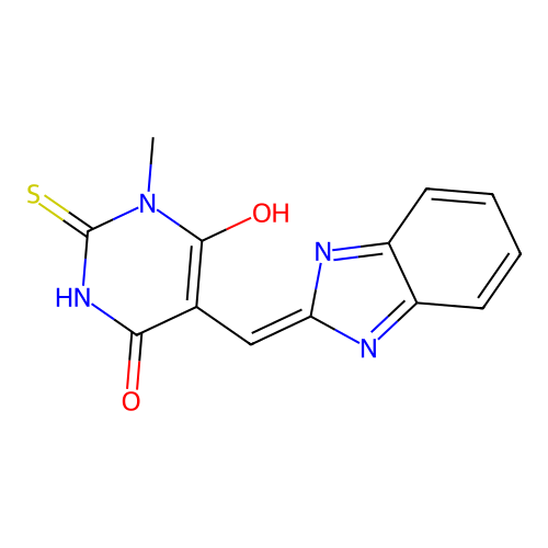 (5Z)-5-(1H-benzimidazol-2-ylmethylidene)-1-methyl-2-sulfanylidene-1,3-diazinane-4,6-dione structure