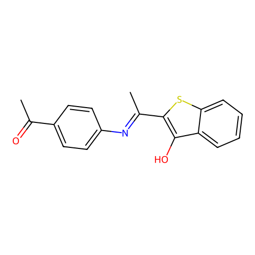 (Z)-2-(1-((4-acetylphenyl)amino)ethylidene)benzo[b]thiophen-3(2H)-one structure