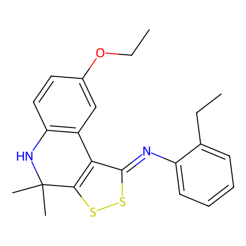 8-ethoxy-N-(2-ethylphenyl)-4,4-dimethyl-5H-dithiolo[3,4-c]quinolin-1-imine structure