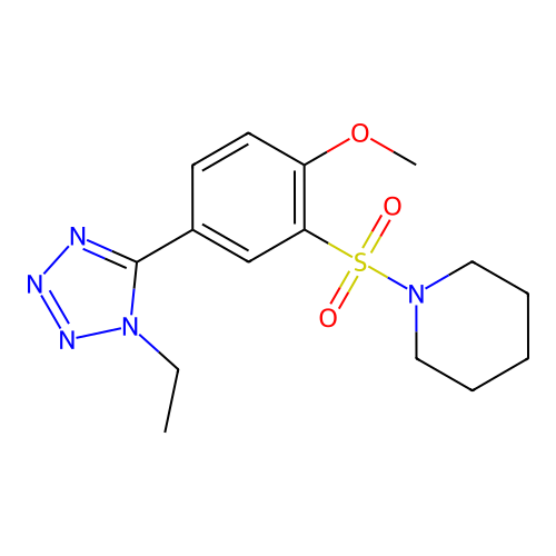 1-((5-(1-ethyl-1H-tetrazol-5-yl)-2-methoxyphenyl)sulfonyl)piperidine structure