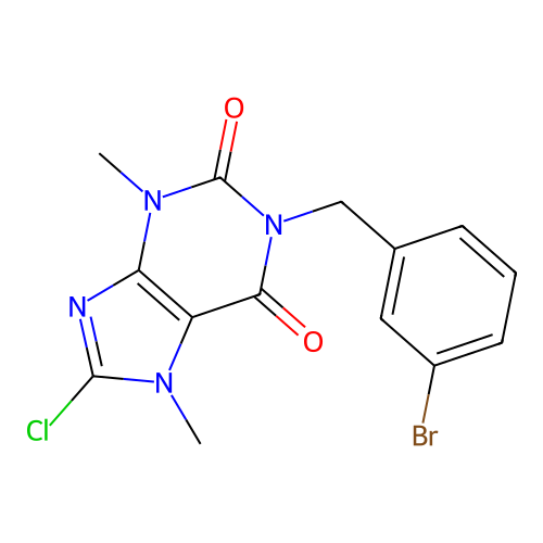 1-[(3-Bromophenyl)methyl]-8-chloro-3,7-dimethylpurine-2,6-dione structure