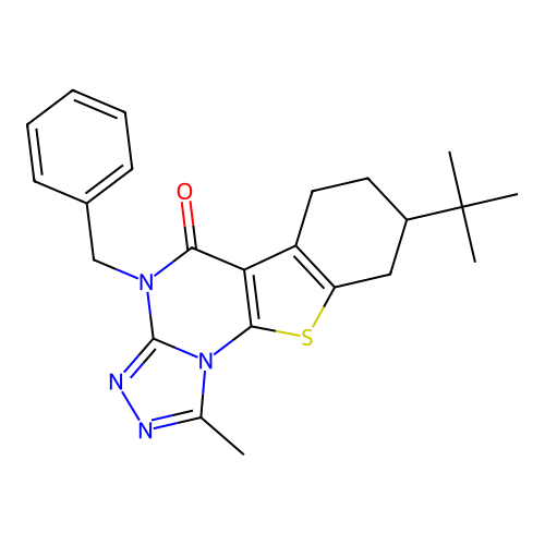 4-benzyl-8-(tert-butyl)-1-methyl-6,7,8,9-tetrahydrobenzo[4,5]thieno[3,2-e][1,2,4]triazolo[4,3-a]pyrimidin-5(4H)-one structure