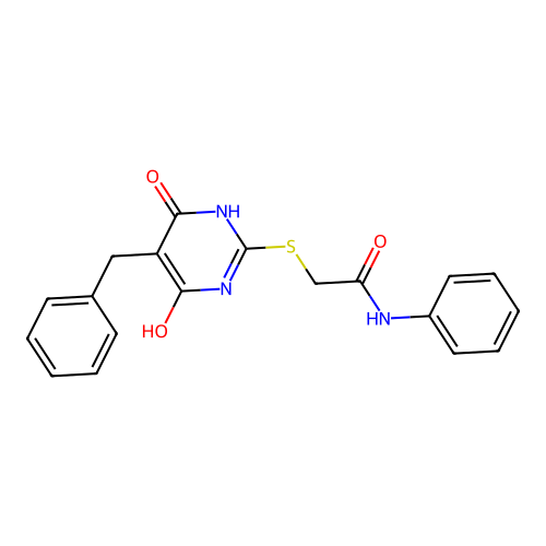 2-[(5-benzyl-4-hydroxy-6-oxo-1H-pyrimidin-2-yl)sulfanyl]-N-phenylacetamide structure