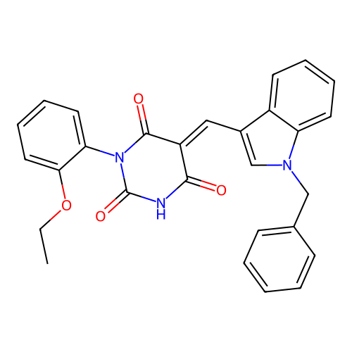 (5E)-5-[(1-benzylindol-3-yl)methylidene]-1-(2-ethoxyphenyl)-1,3-diazinane-2,4,6-trione structure