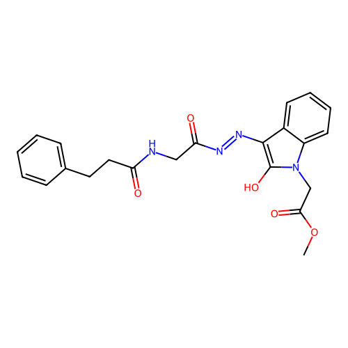 Methyl 2-[2-oxo-3-[[2-(3-phenylpropanoylamino)acetyl]hydrazinylidene]indol-1-yl]acetate structure