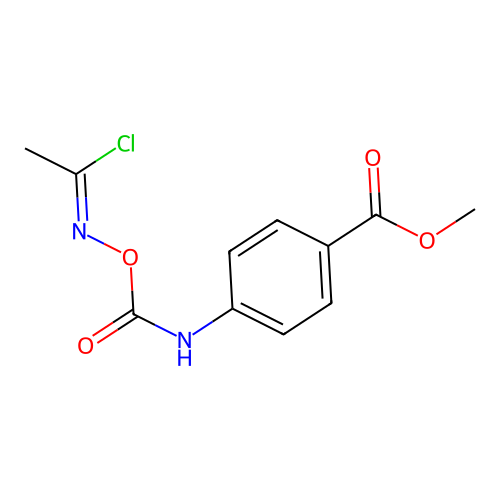 methyl 4-{[({[(1Z)-1-chloroethylidene]amino}oxy)carbonyl]amino}benzoate structure