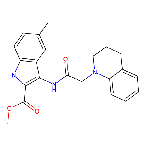 methyl 3-[[2-(3,4-dihydro-2H-quinolin-1-yl)acetyl]amino]-5-methyl-1H-indole-2-carboxylate structure