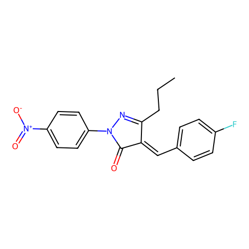 (4E)-4-(4-fluorobenzylidene)-2-(4-nitrophenyl)-5-propyl-2,4-dihydro-3H-pyrazol-3-one structure
