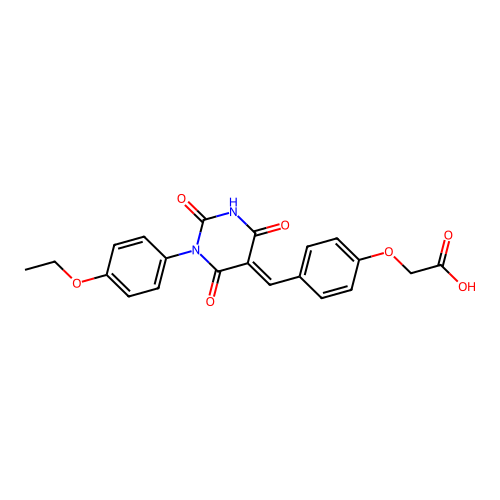 2-[4-[[1-(4-ethoxyphenyl)-2,4,6-trioxo-1,3-diazinan-5-ylidene]methyl]phenoxy]acetic Acid structure