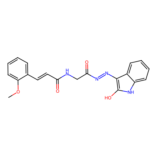 (E)-3-(2-methoxyphenyl)-N-[2-oxo-2-[2-(2-oxoindol-3-yl)hydrazinyl]ethyl]prop-2-enamide structure