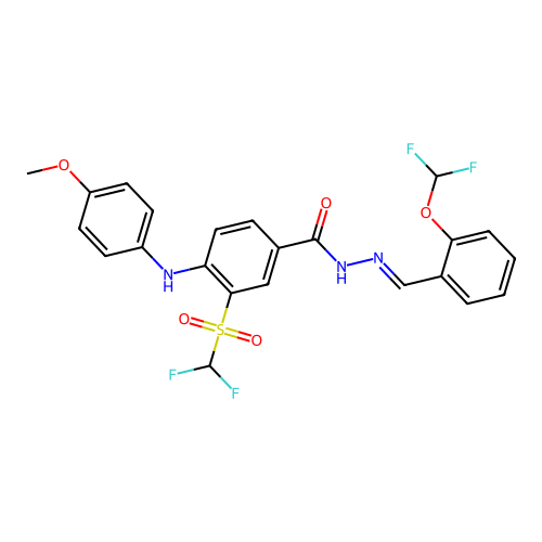 N'-(2-(difluoromethoxy)benzylidene)-3-((difluoromethyl)sulfonyl)-4-((4-methoxyphenyl)amino)benzohydrazide structure