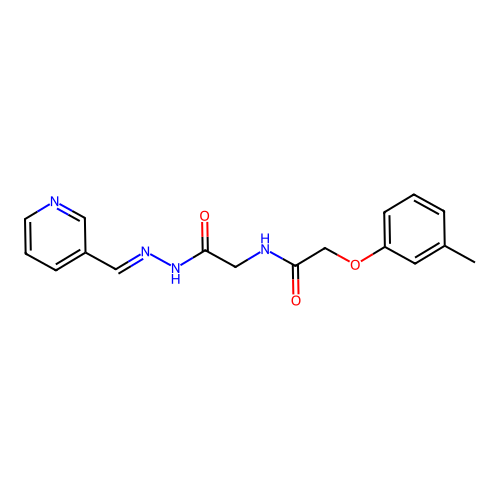 (E)-N-(2-oxo-2-(2-(pyridin-3-ylmethylene)hydrazinyl)ethyl)-2-(m-tolyloxy)acetamide structure