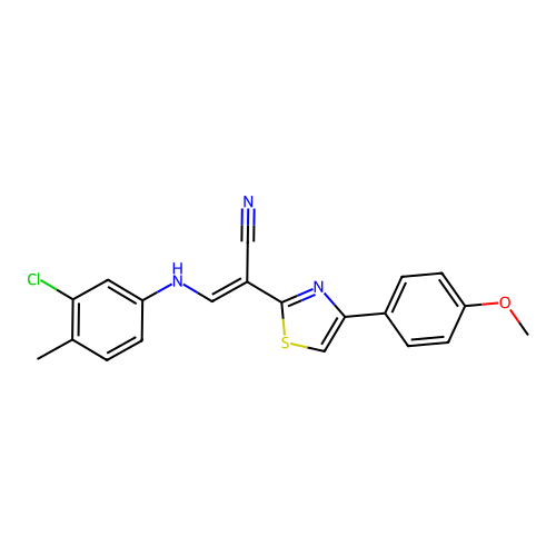 (E)-3-((3-chloro-4-methylphenyl)amino)-2-(4-(4-methoxyphenyl)thiazol-2-yl)acrylonitrile structure