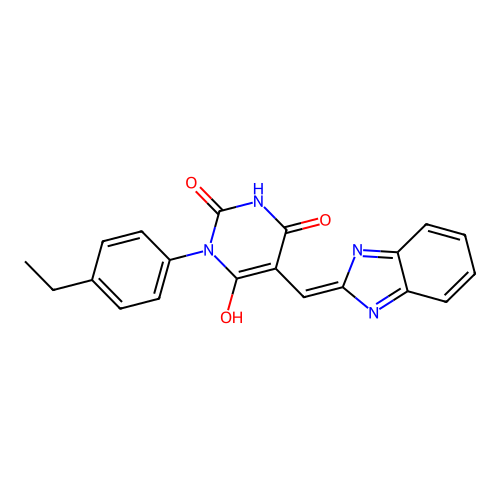 Pyrimidine-2,4,6-trione, 5-(1H-benzoimidazol-2-ylmethylene)-1-(4-ethylphenyl)- structure