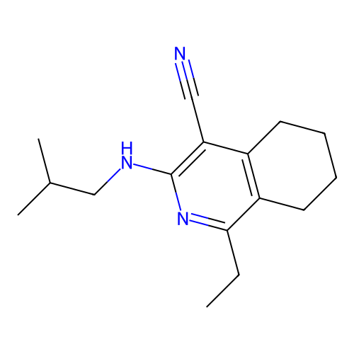 1-Ethyl-3-[(2-methylpropyl)amino]-5,6,7,8-tetrahydroisoquinoline-4-carbonitrile structure
