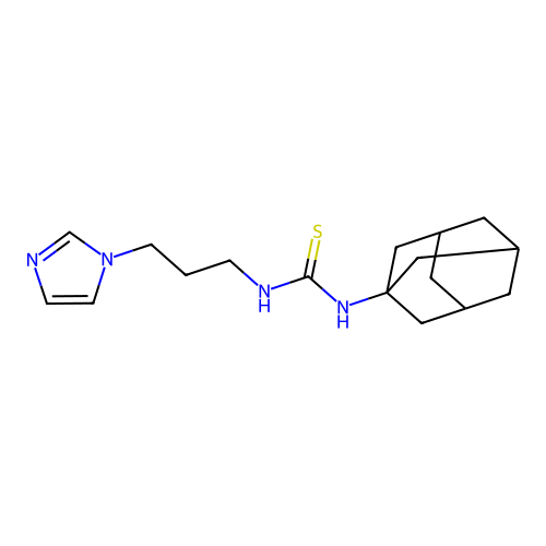 1-(3-(1H-imidazol-1-yl)propyl)-3-((3s,5s,7s)-adamantan-1-yl)thiourea structure