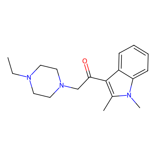 1-(1,2-dimethyl-1H-indol-3-yl)-2-(4-ethylpiperazin-1-yl)ethanone structure
