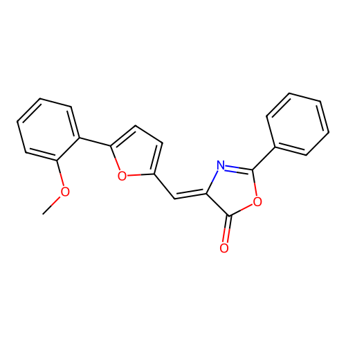 (Z)-4-((5-(2-methoxyphenyl)furan-2-yl)methylene)-2-phenyloxazol-5(4H)-one structure