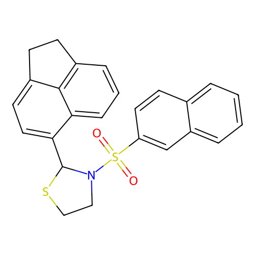 2-(1,2-Dihydroacenaphthylen-5-yl)-3-(naphthalen-2-ylsulfonyl)-1,3-thiazolidine structure
