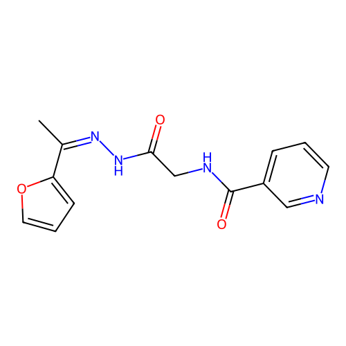 N-[1-Furan-2-yl-eth-(Z)-ylidene-hydrazinocarbonylmethyl]-nicotinamide structure