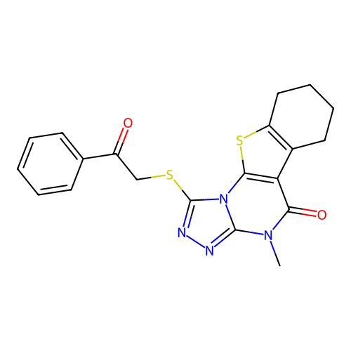 4-methyl-1-((2-oxo-2-phenylethyl)thio)-6,7,8,9-tetrahydrobenzo[4,5]thieno[3,2-e][1,2,4]triazolo[4,3-a]pyrimidin-5(4H)-one structure