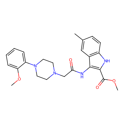 Methyl 3-[[2-[4-(2-methoxyphenyl)piperazin-1-yl]acetyl]amino]-5-methyl-1H-indole-2-carboxylate structure