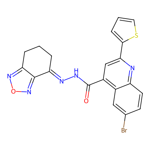 (E)-6-bromo-N'-(6,7-dihydrobenzo[c][1,2,5]oxadiazol-4(5H)-ylidene)-2-(thiophen-2-yl)quinoline-4-carbohydrazide structure