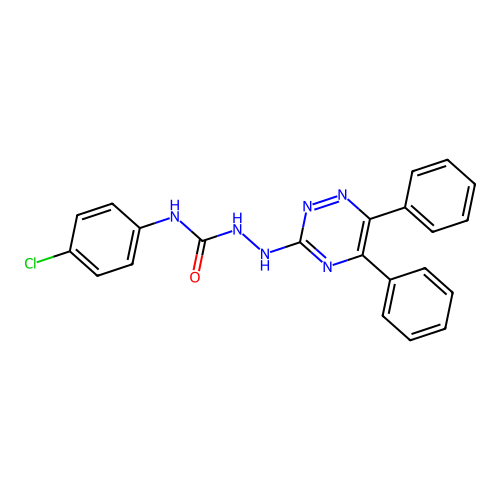 N-(4-chlorophenyl)-2-(5,6-diphenyl-1,2,4-triazin-3-yl)hydrazinecarboxamide structure