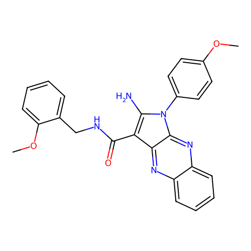 2-amino-N-(2-methoxybenzyl)-1-(4-methoxyphenyl)-1H-pyrrolo[2,3-b]quinoxaline-3-carboxamide structure