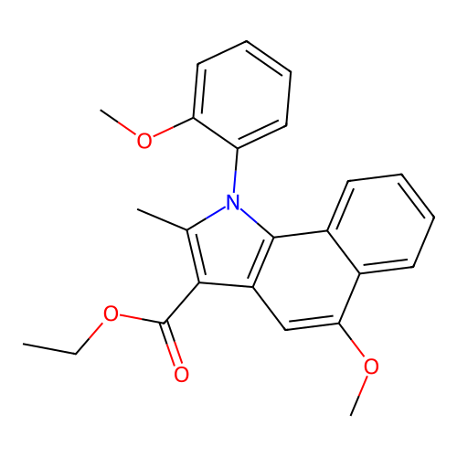 ethyl 5-methoxy-1-(2-methoxyphenyl)-2-methyl-1H-benzo[g]indole-3-carboxylate structure