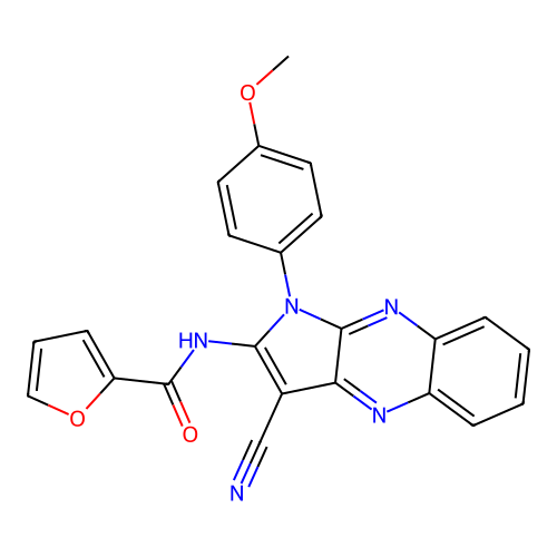 N-[3-cyano-1-(4-methoxyphenyl)pyrrolo[3,2-b]quinoxalin-2-yl]furan-2-carboxamide structure
