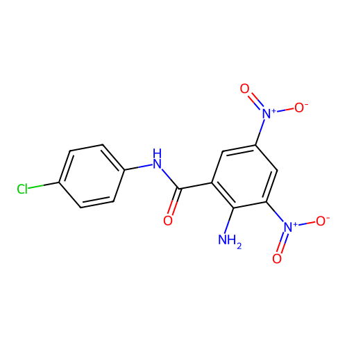 2-amino-N-(4-chlorophenyl)-3,5-dinitrobenzamide structure