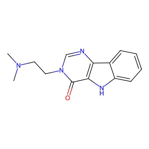 3-[2-(dimethylamino)ethyl]-3,5-dihydro-4H-pyrimido[5,4-b]indol-4-one structure