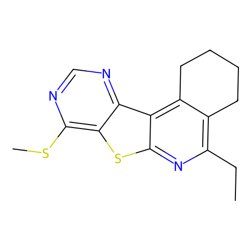 5-ethyl-8-(methylthio)-1,2,3,4-tetrahydropyrimido[4',5':4,5]thieno[2,3-c]isoquinoline structure