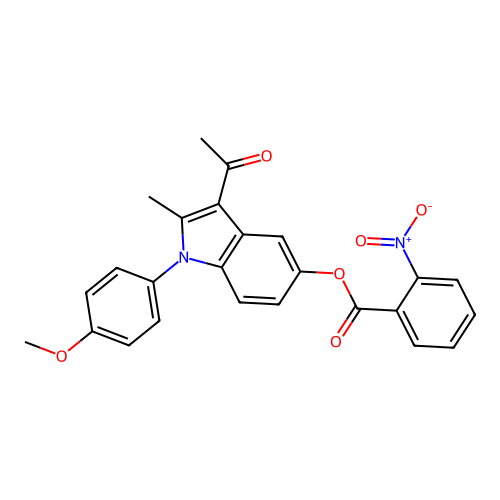 3-acetyl-1-(4-methoxyphenyl)-2-methyl-1H-indol-5-yl 2-nitrobenzoate structure
