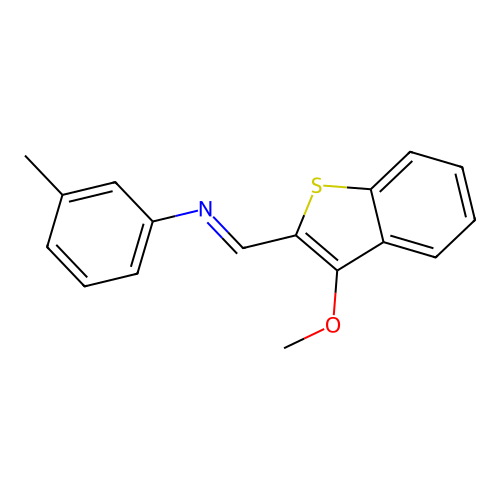 N-[(E)-(3-methoxy-1-benzothiophen-2-yl)methylidene]-3-methylaniline structure