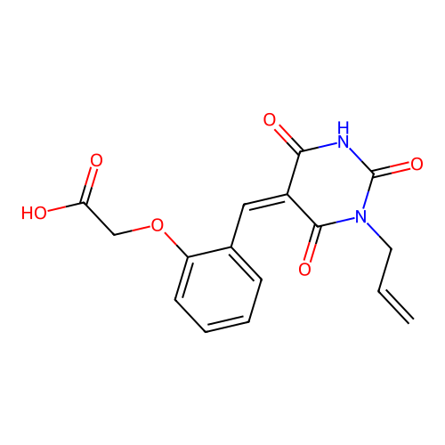 2-[2-[(2,4,6-trioxo-1-prop-2-enyl-1,3-diazinan-5-ylidene)methyl]phenoxy]acetic Acid structure
