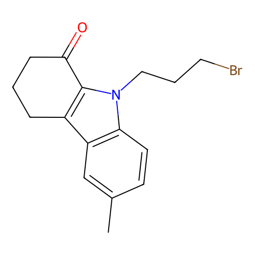 9-(3-bromopropyl)-6-methyl-2,3,4,9-tetrahydro-1H-carbazol-1-one structure
