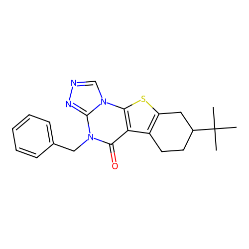 4-benzyl-8-(tert-butyl)-6,7,8,9-tetrahydrobenzo[4,5]thieno[3,2-e][1,2,4]triazolo[4,3-a]pyrimidin-5(4H)-one structure