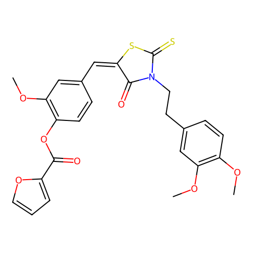 4-[(3-[2-(3,4-Dimethoxyphenyl)ethyl]-4-oxo-2-sulfanylidene-1,3-thiazolidin-5-ylidene]methyl-2-methoxyphenyl furan-2-carboxylate structure