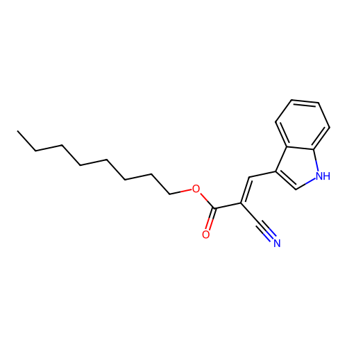 octyl (2E)-2-cyano-3-(1H-indol-3-yl)prop-2-enoate structure