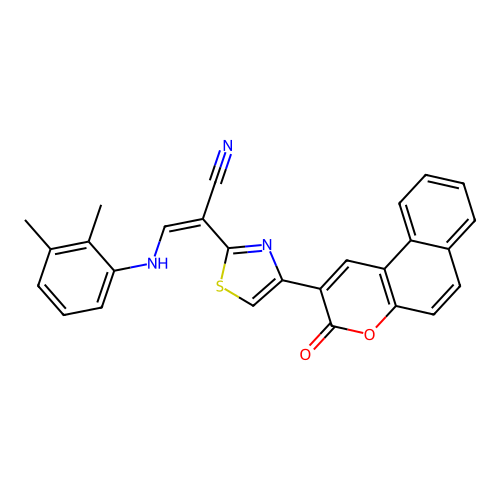 (2Z)-3-[(2,3-dimethylphenyl)amino]-2-[4-(3-oxo-3H-benzo[f]chromen-2-yl)-1,3-thiazol-2-yl]prop-2-enenitrile structure