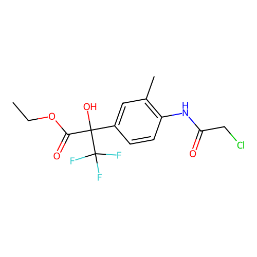 (R)-ethyl 2-(4-(2-chloroacetamido)-3-methylphenyl)-3,3,3-trifluoro-2-hydroxypropanoate structure