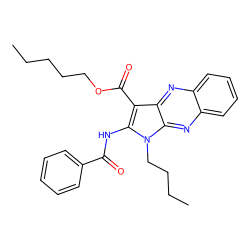 pentyl 2-benzamido-1-butylpyrrolo[3,2-b]quinoxaline-3-carboxylate structure