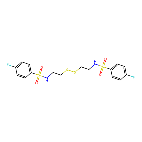 4-fluoro-N-[2-[2-[(4-fluorophenyl)sulfonylamino]ethyldisulfanyl]ethyl]benzenesulfonamide structure