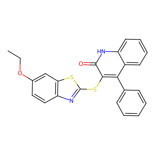 3-[(6-ethoxy-1,3-benzothiazol-2-yl)sulfanyl]-4-phenylquinolin-2(1H)-one structure