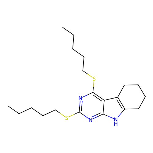 2,4-bis(pentylsulfanyl)-6,7,8,9-tetrahydro-5H-pyrimido[4,5-b]indole structure