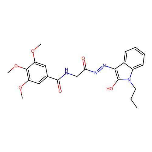 3,4,5-trimethoxy-N-[[(2-oxo-1-propyl-indol-3-ylidene)amino]carbamoylmethyl]benzamide structure