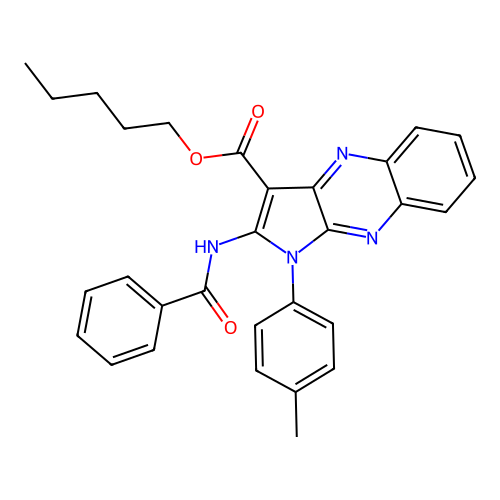 pentyl 2-benzamido-1-(p-tolyl)-1H-pyrrolo[2,3-b]quinoxaline-3-carboxylate structure